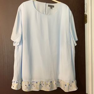The Limited Baby Blue top S 2X with edging ruffle